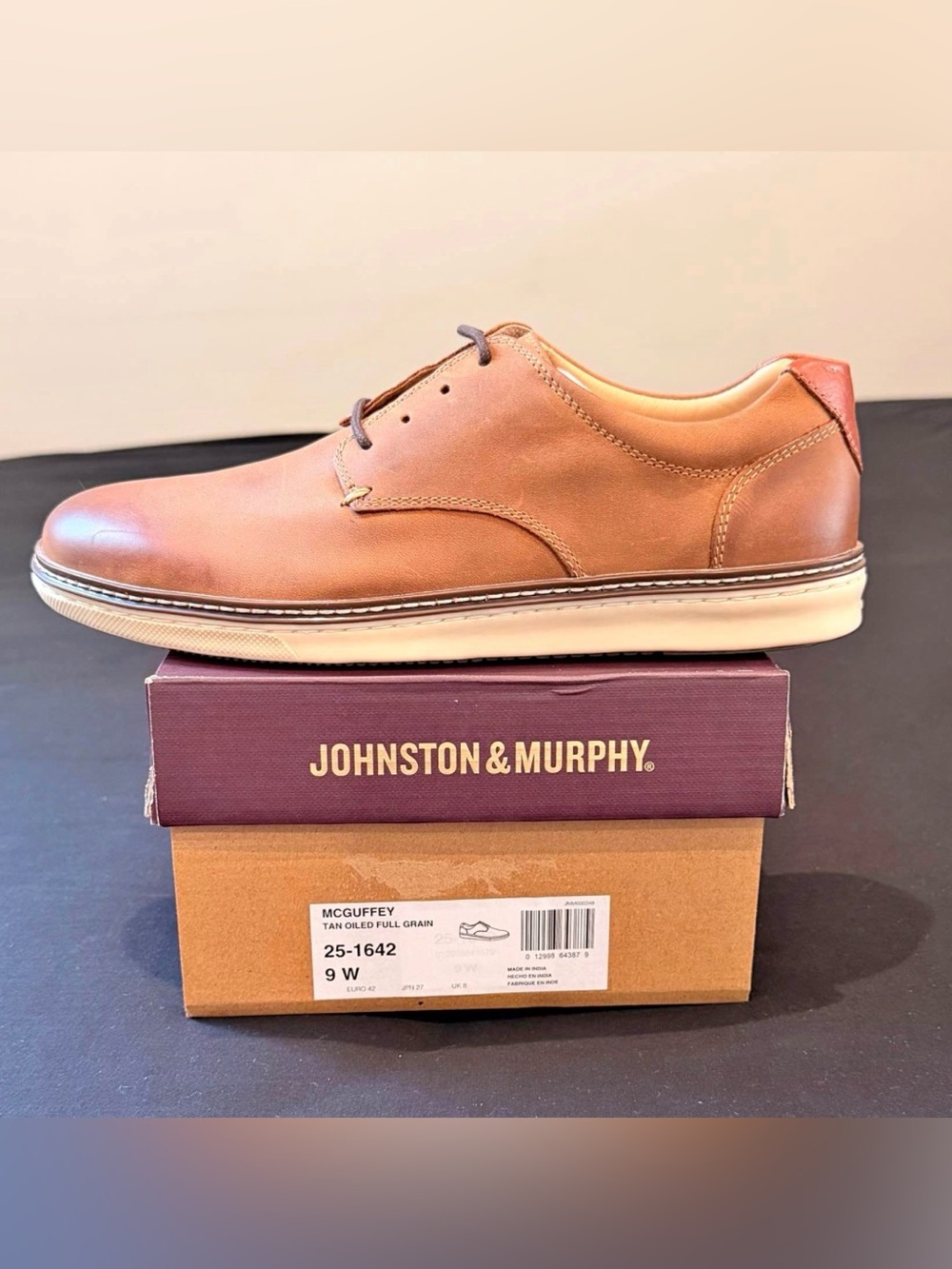 Johnston & Murphy McGuffey Tan Oiled Full Grain Leather Shoes